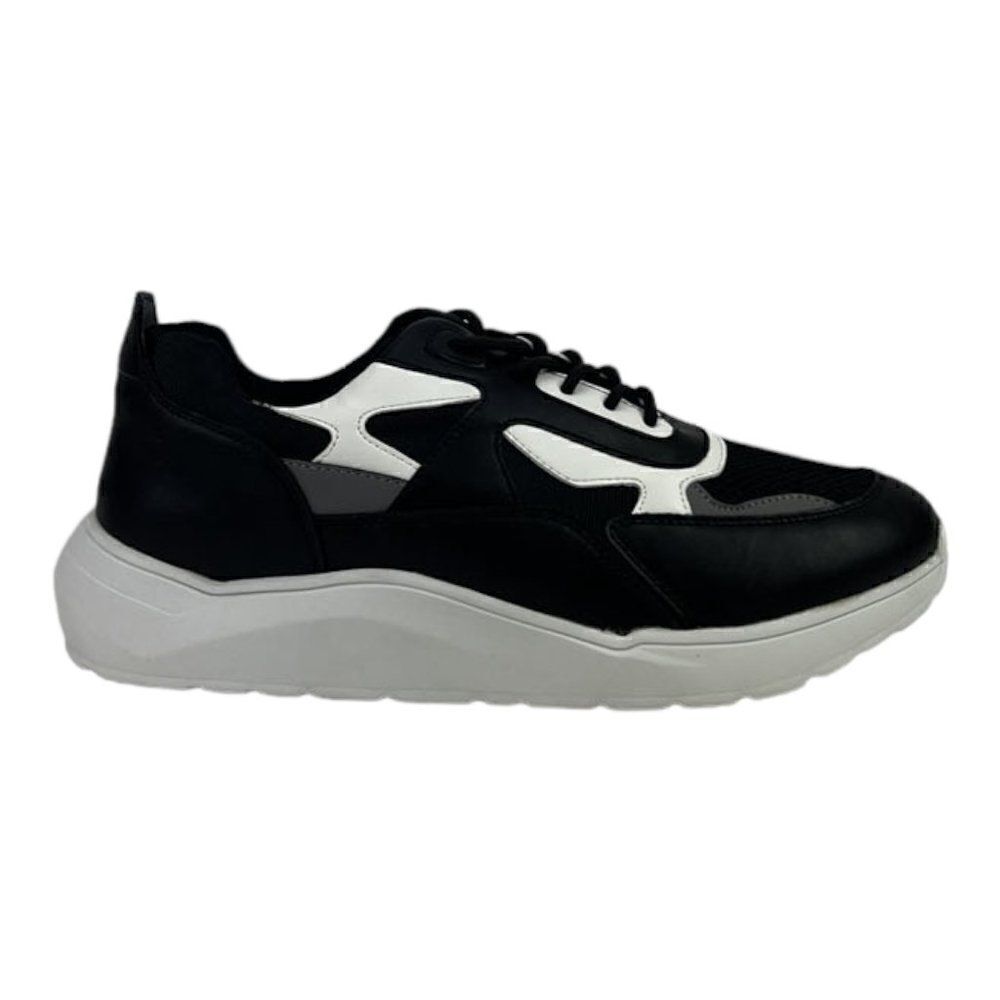New Kingside Phillip Men US 9.5 Black White Athletic Tetoron Laces Moc-Toe Shoes